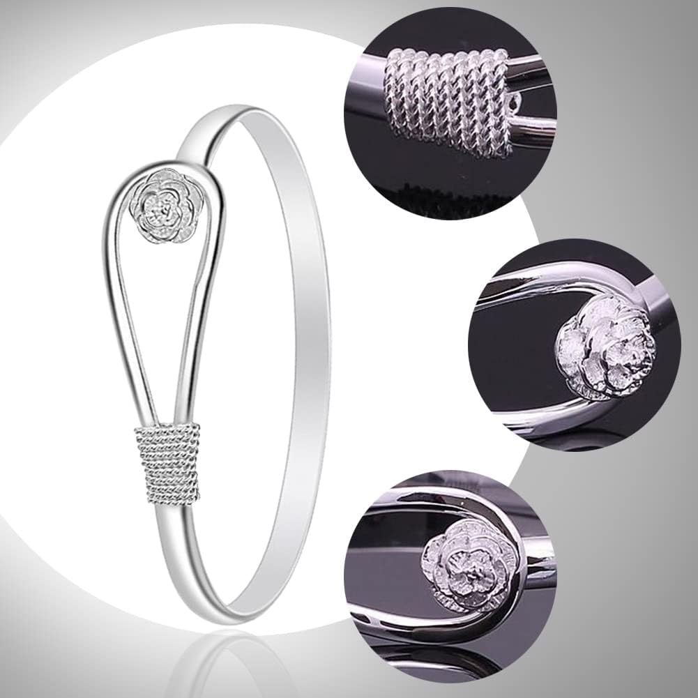 WEILYDF 925 sterling silver bracelet elegant clip-style button style floral design bracelet classic bracelet jewelry women's girls - Image 3